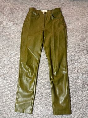 The Melina Pant by Wilfred and Aritzia, olive green vegan leather